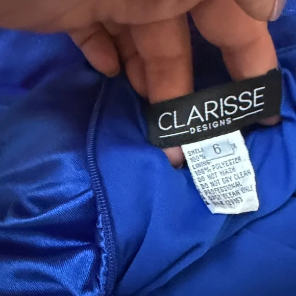 Clarisse Designs Royal Blue Evening Gown.  Sz 6 - Picture 11 of 16